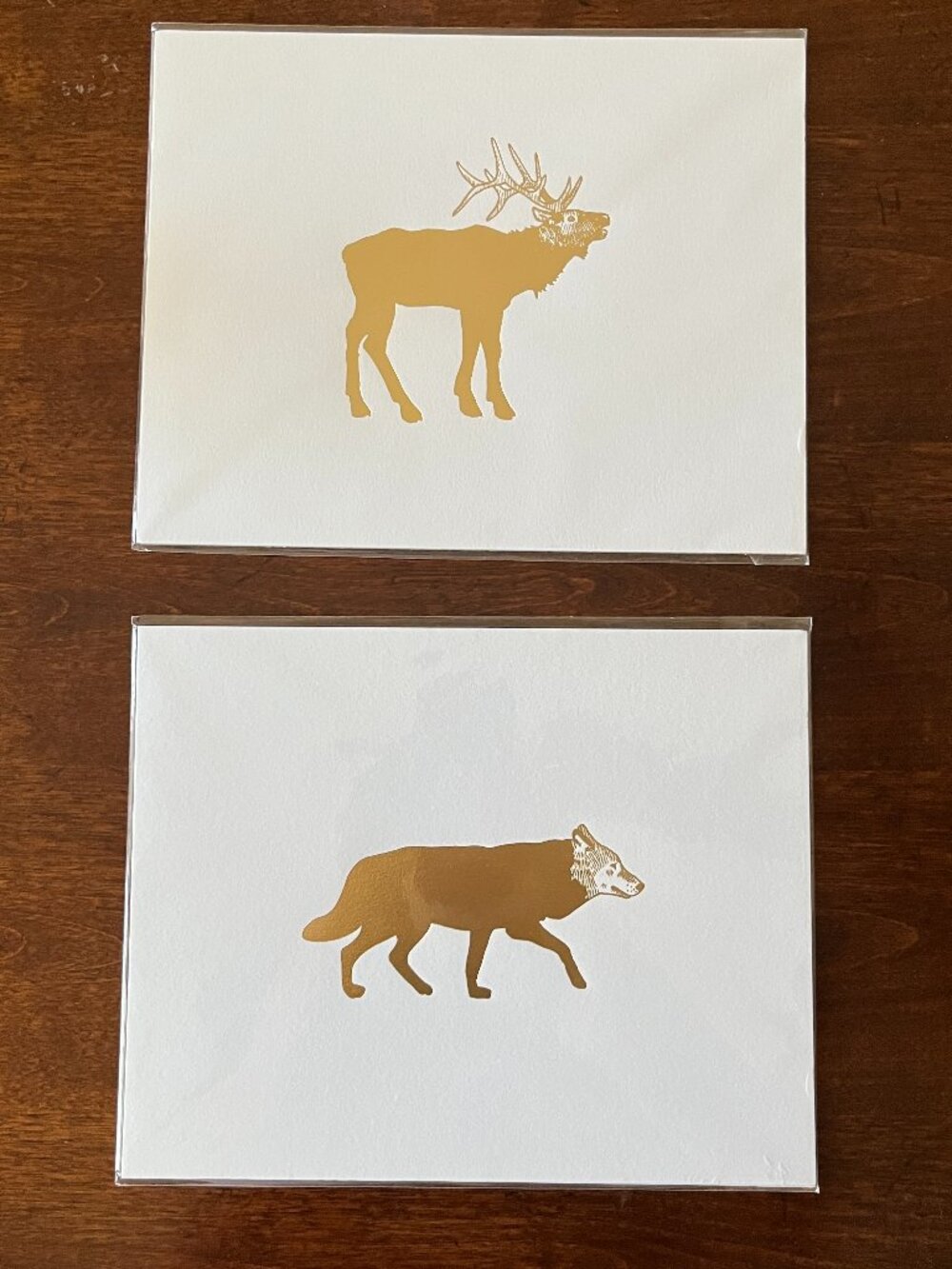Gold Foil Wolf & Elk Print scandinavian art modern nordic folk nature silhouette